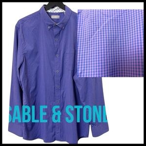 Sable & Stone Purple Blue Small Check Button Down Dress Shirt (XL)